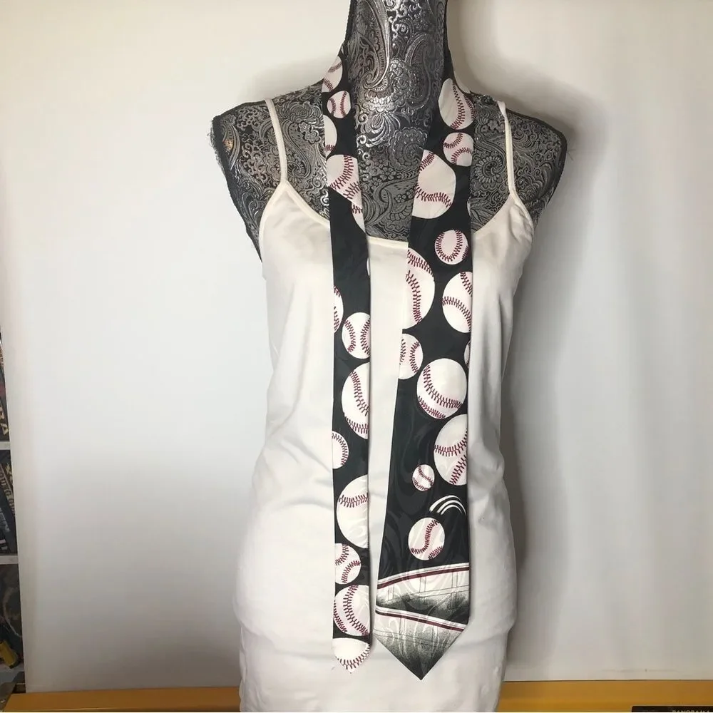 Vintage Florence Silk sports necktie baseball‎ black men's tie